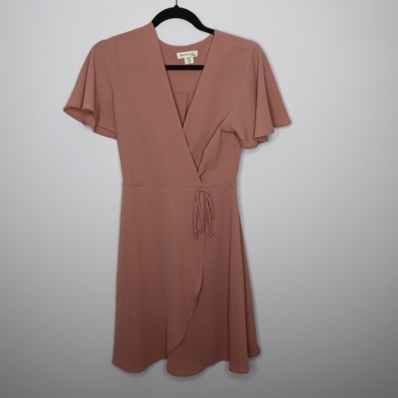 Monteau Pink Wrap Front Dress Size Small - Picture 1 of 7